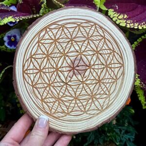 Wooden Crystal Grid Flower of Life for Altar Decor Accessories Sacred Geometry